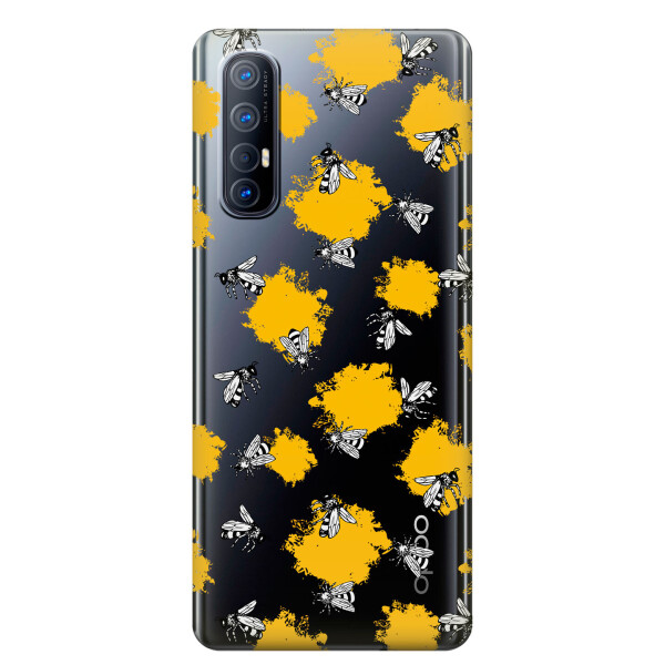 

Прозрачный силиконовый чехол iSwag для OPPO Reno 3 Pro с рисунком - Пчелы (KS3827)