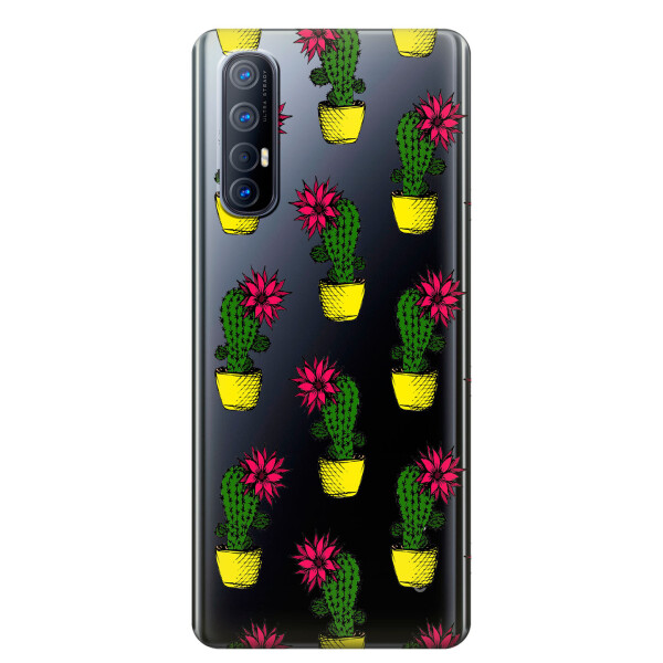 

Прозрачный силиконовый чехол iSwag для OPPO Reno 3 Pro с рисунком - Кактусы (KS3828)