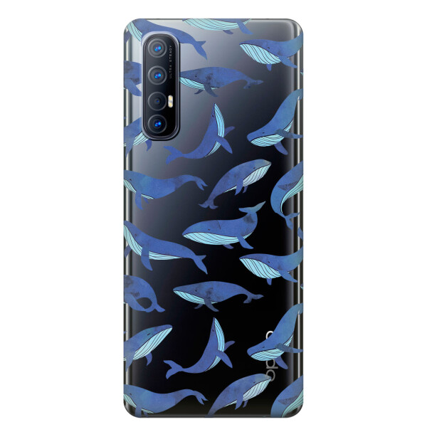 

Прозрачный силиконовый чехол iSwag для OPPO Reno 3 Pro с рисунком - Киты (KS3834)