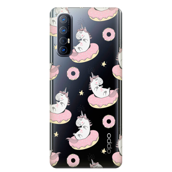 

Прозрачный силиконовый чехол iSwag для OPPO Reno 3 Pro с рисунком - Единороги на пончиках (KS3836)