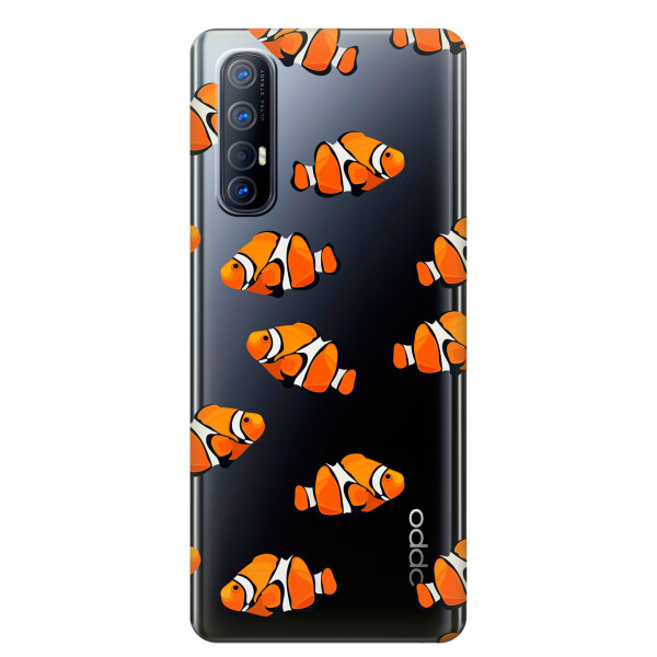 

Прозрачный силиконовый чехол iSwag для OPPO Reno 3 Pro с рисунком - Рыбки (KS3841)