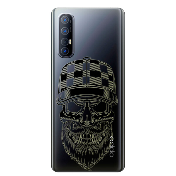 

Прозрачный силиконовый чехол iSwag для OPPO Reno 3 Pro с рисунком - Бородатый череп (KS3851)
