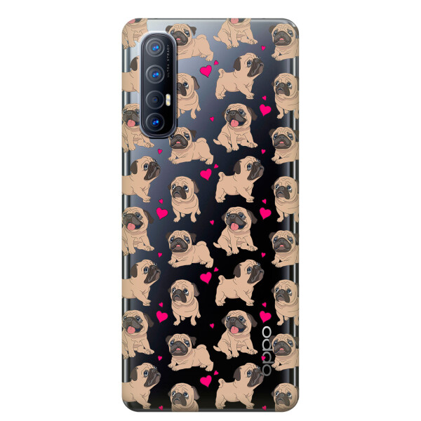 

Прозрачный силиконовый чехол iSwag для OPPO Reno 3 Pro с рисунком - Влюбленные мопсы (KS3853)