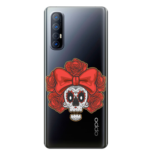 

Прозрачный силиконовый чехол iSwag для OPPO Reno 3 Pro с рисунком - Готический череп (KS3854)