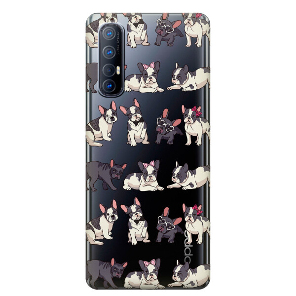 

Прозрачный силиконовый чехол iSwag для OPPO Reno 3 Pro с рисунком - Маленькие бульдоги (KS3858)