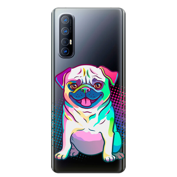 

Прозрачный силиконовый чехол iSwag для OPPO Reno 3 Pro с рисунком - Мопс (KS3860)
