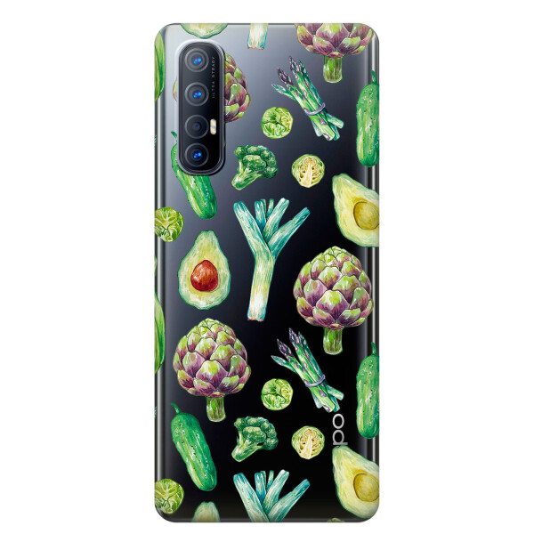 

Прозрачный силиконовый чехол iSwag для OPPO Reno 3 Pro с рисунком - Полезная еда (KS3861)