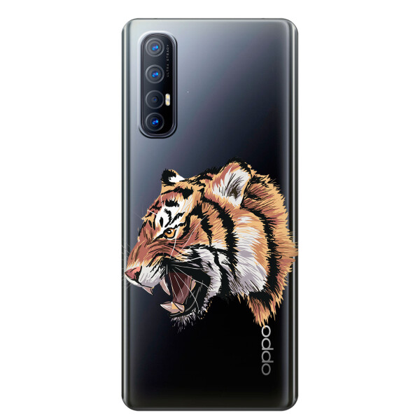

Прозрачный силиконовый чехол iSwag для OPPO Reno 3 Pro с рисунком - Тигр (KS3863)