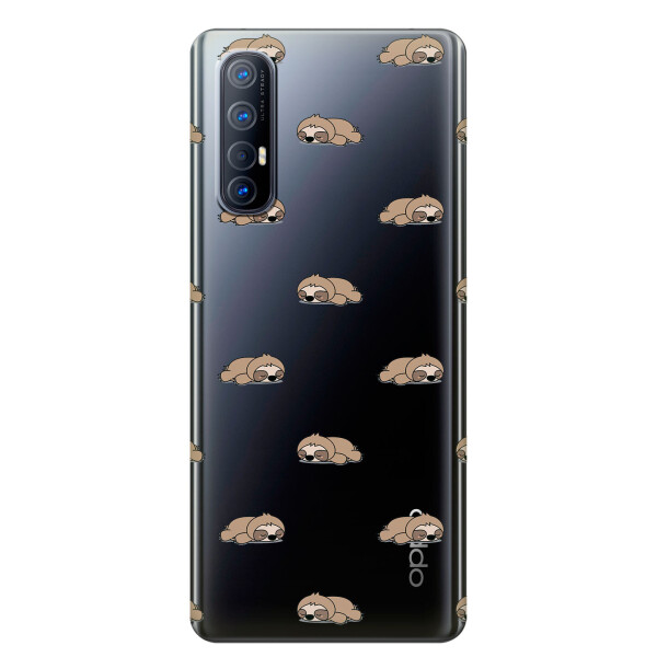 

Прозрачный силиконовый чехол iSwag для OPPO Reno 3 Pro с рисунком - Спящие ленивцы (KS3866)