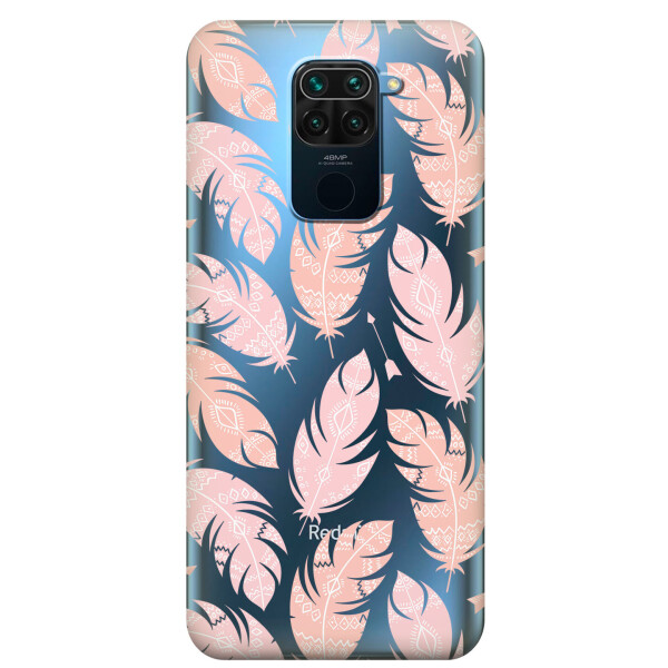 

Прозрачный силиконовый чехол iSwag для Xiaomi Redmi Note 9 с рисунком - Розовые перья (KS2002)