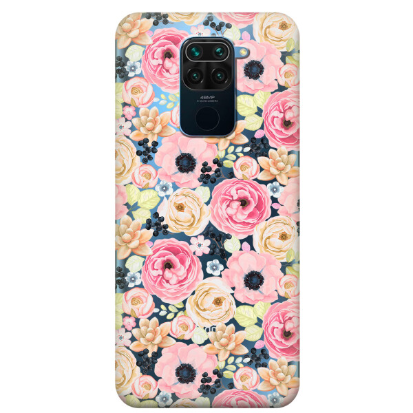 

Прозрачный силиконовый чехол iSwag для Xiaomi Redmi Note 9 с рисунком - Цветочный букет (KS2006)