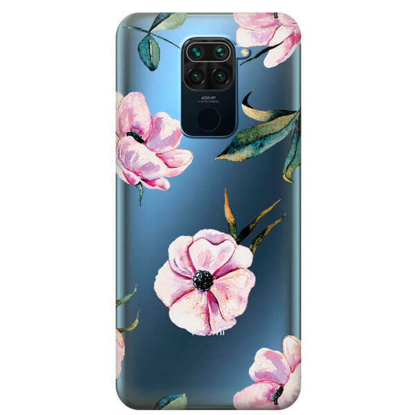 

Прозрачный силиконовый чехол iSwag для Xiaomi Redmi Note 9 с рисунком - Пионы (KS2008)