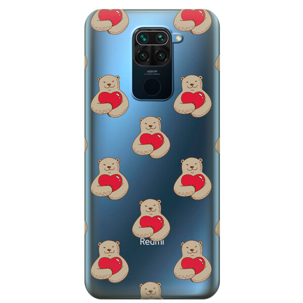 

Прозрачный силиконовый чехол iSwag для Xiaomi Redmi Note 9 с рисунком - Влюбленные медведи (KS2048)