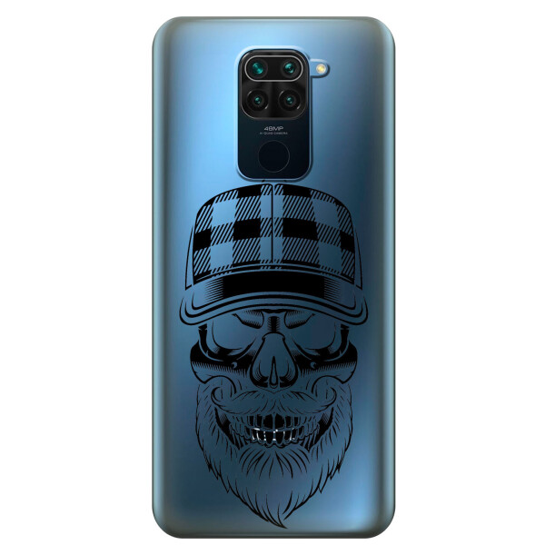 

Прозрачный силиконовый чехол iSwag для Xiaomi Redmi Note 9 с рисунком - Бородатый череп (KS2051)
