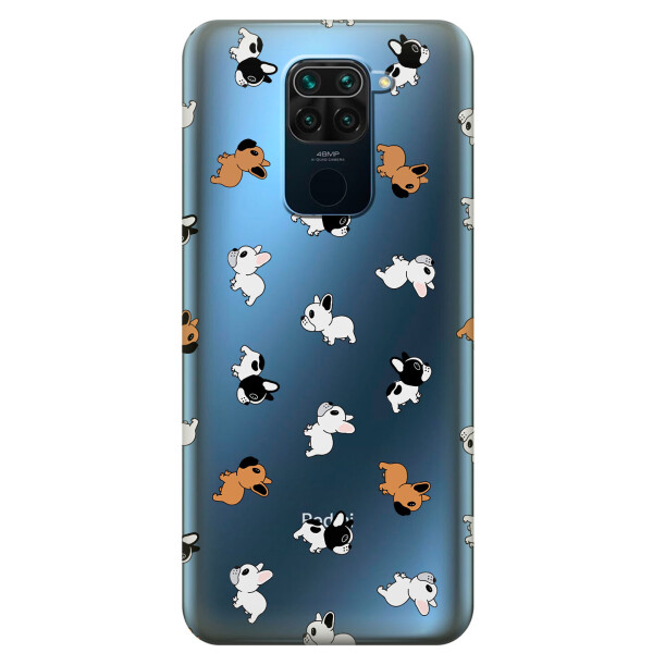 

Прозрачный силиконовый чехол iSwag для Xiaomi Redmi Note 9 с рисунком - Французские бульдоги (KS2064)