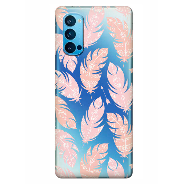 

Прозрачный силиконовый чехол iSwag для OPPO Reno 4 с рисунком - Розовые перья (KS6277)