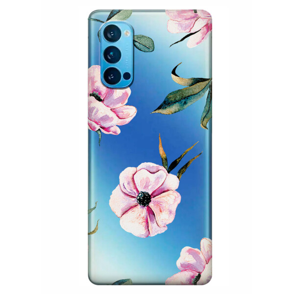 

Прозрачный силиконовый чехол iSwag для OPPO Reno 4 с рисунком - Пионы (KS6283)