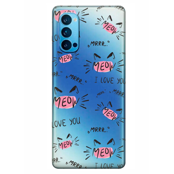 

Прозрачный силиконовый чехол iSwag для OPPO Reno 4 с рисунком - Кошачьи мордочки (KS6286)