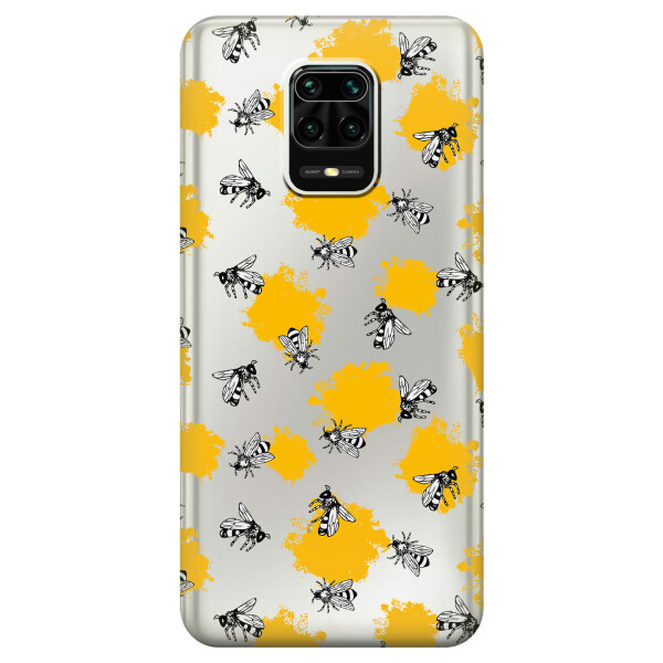 

Прозрачный силиконовый чехол iSwag для Xiaomi Redmi Note 9 Pro с рисунком - Пчелы (KS2102)