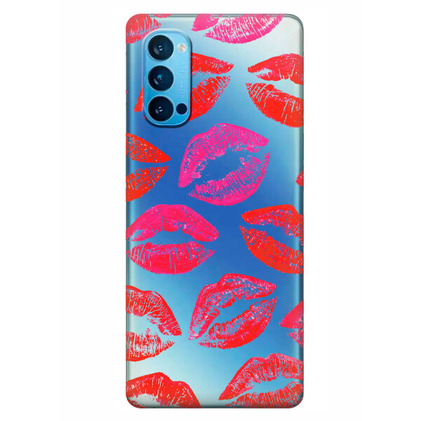 

Прозрачный силиконовый чехол iSwag для OPPO Reno 4 с рисунком - Поцелуи (KS6293)