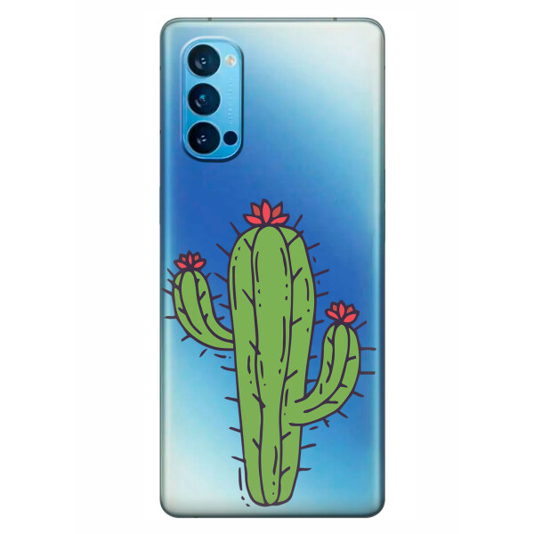 

Прозрачный силиконовый чехол iSwag для OPPO Reno 4 с рисунком - Тропический кактус (KS6296)