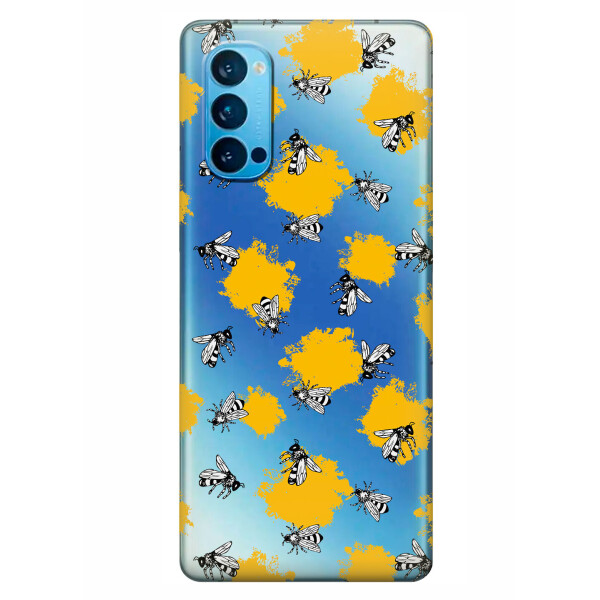 

Прозрачный силиконовый чехол iSwag для OPPO Reno 4 с рисунком - Пчелы (KS6302)