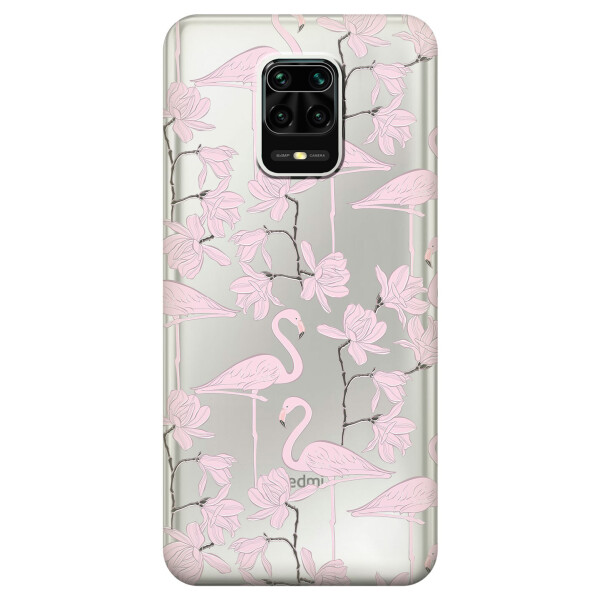 

Прозрачный силиконовый чехол iSwag для Xiaomi Redmi Note 9 Pro с рисунком - Розовые фламинго (KS2114)