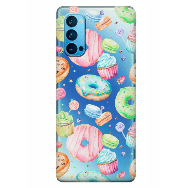 

Прозрачный силиконовый чехол iSwag для OPPO Reno 4 с рисунком - Пончики (KS6305)