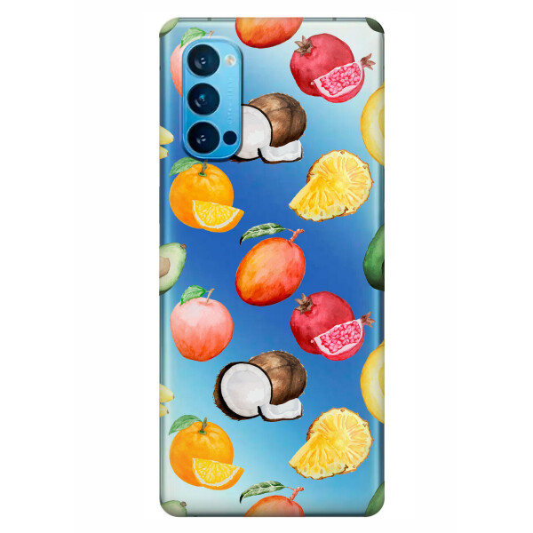 

Прозрачный силиконовый чехол iSwag для OPPO Reno 4 с рисунком - Фрукты (KS6306)