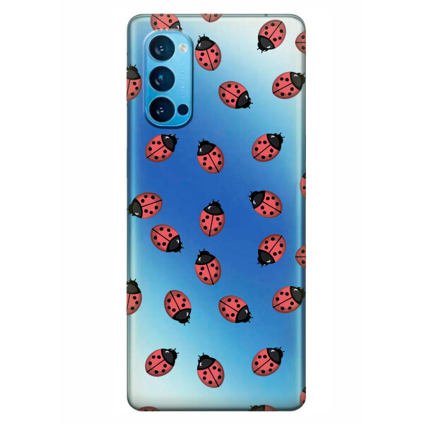 

Прозрачный силиконовый чехол iSwag для OPPO Reno 4 с рисунком - Божьи коровки (KS6308)
