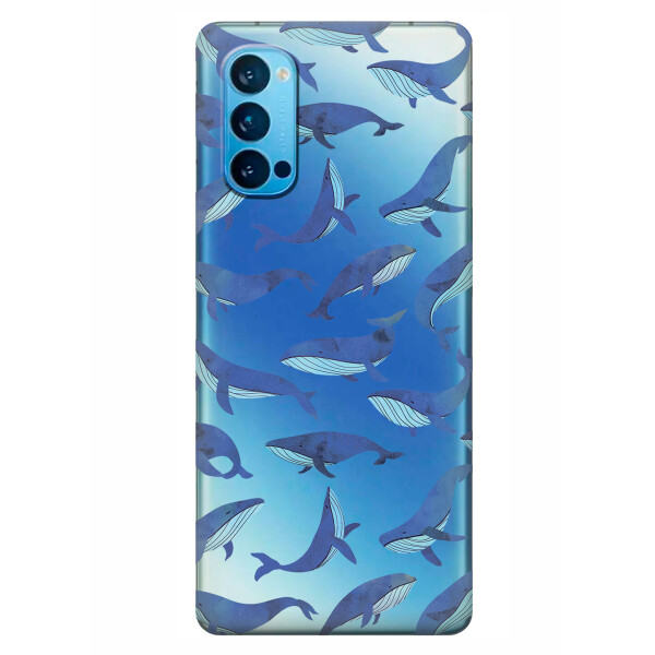 

Прозрачный силиконовый чехол iSwag для OPPO Reno 4 с рисунком - Киты (KS6309)