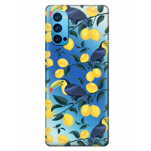 

Прозрачный силиконовый чехол iSwag для OPPO Reno 4 с рисунком - Туканы и лимоны (KS6310)