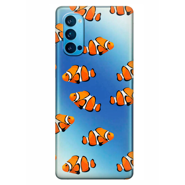 

Прозрачный силиконовый чехол iSwag для OPPO Reno 4 с рисунком - Рыбки (KS6316)