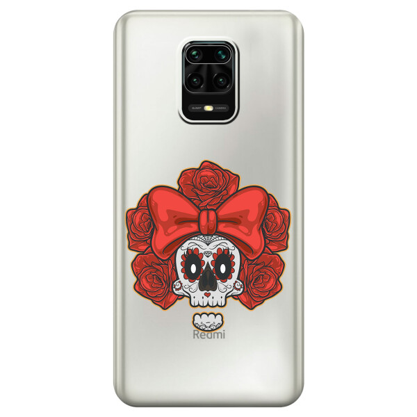 

Прозрачный силиконовый чехол iSwag для Xiaomi Redmi Note 9 Pro с рисунком - Готический череп (KS2129)