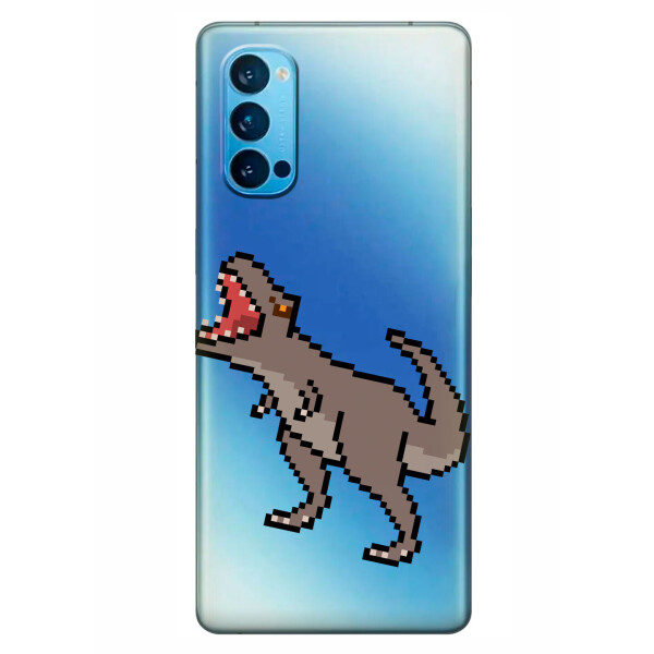 

Прозрачный силиконовый чехол iSwag для OPPO Reno 4 с рисунком - Пикселький динозавр (KS6325)