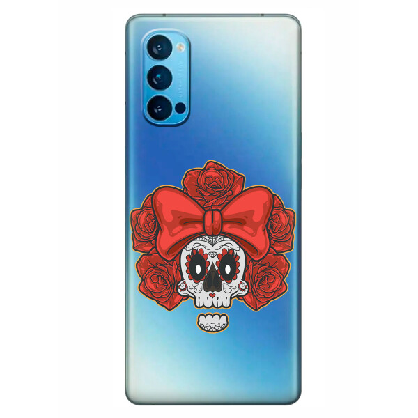 

Прозрачный силиконовый чехол iSwag для OPPO Reno 4 с рисунком - Готический череп (KS6329)