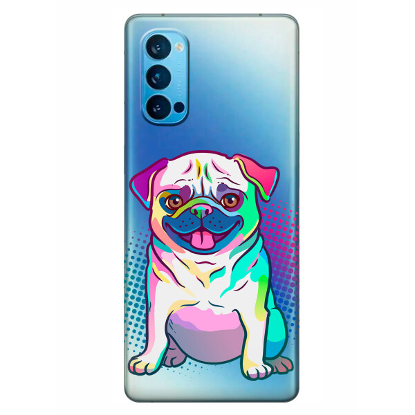 

Прозрачный силиконовый чехол iSwag для OPPO Reno 4 с рисунком - Мопс (KS6335)
