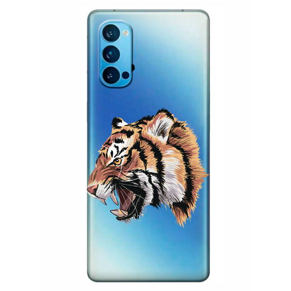 

Прозрачный силиконовый чехол iSwag для OPPO Reno 4 с рисунком - Тигр (KS6338)