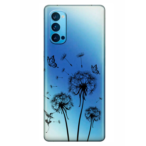 

Прозрачный силиконовый чехол iSwag для OPPO Reno 4 с рисунком - Одуванчики (KS6346)