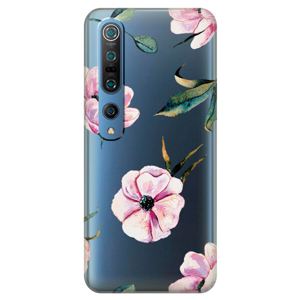 

Прозрачный силиконовый чехол iSwag для Xiaomi Mi 10 Pro с рисунком - Пионы (KS2158)