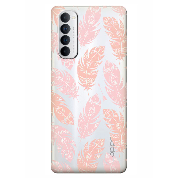 

Прозрачный силиконовый чехол iSwag для OPPO Reno 4 Pro с рисунком - Розовые перья (KS6352)