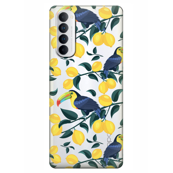 

Прозрачный силиконовый чехол iSwag для OPPO Reno 4 Pro с рисунком - Туканы и лимоны (KS6385)