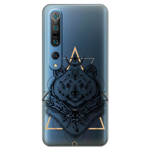 

Прозрачный силиконовый чехол iSwag для Xiaomi Mi 10 Pro с рисунком - Медведь индеец (KS2209)