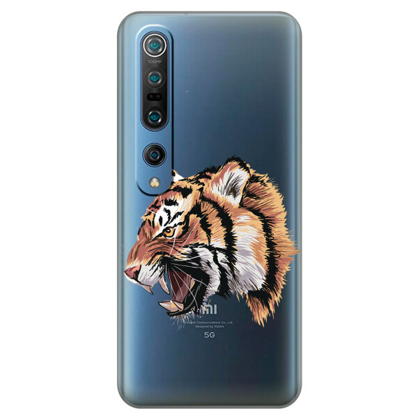 

Прозрачный силиконовый чехол iSwag для Xiaomi Mi 10 Pro с рисунком - Тигр (KS2213)