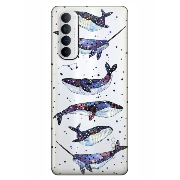 

Прозрачный силиконовый чехол iSwag для OPPO Reno 4 Pro с рисунком - Киты Единороги (KS6419)
