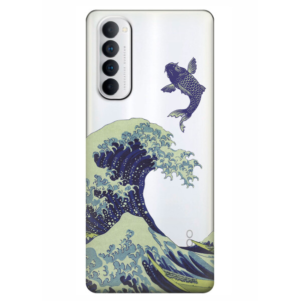 

Прозрачный силиконовый чехол iSwag для OPPO Reno 4 Pro с рисунком - Большая волна в Канагаве (KS6425)