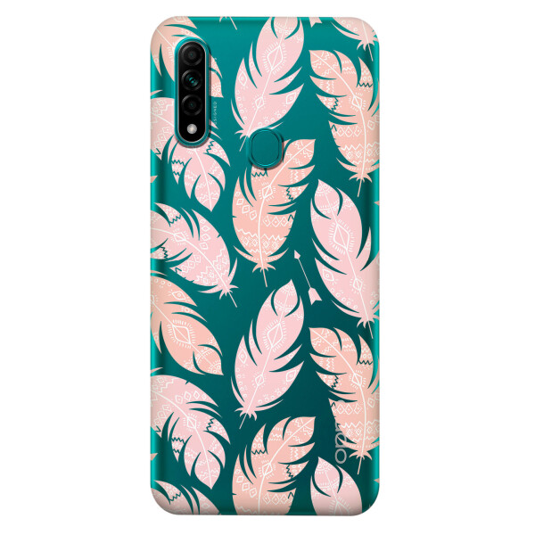 

Прозрачный силиконовый чехол iSwag для OPPO A31 с рисунком - Розовые перья (KS2977)