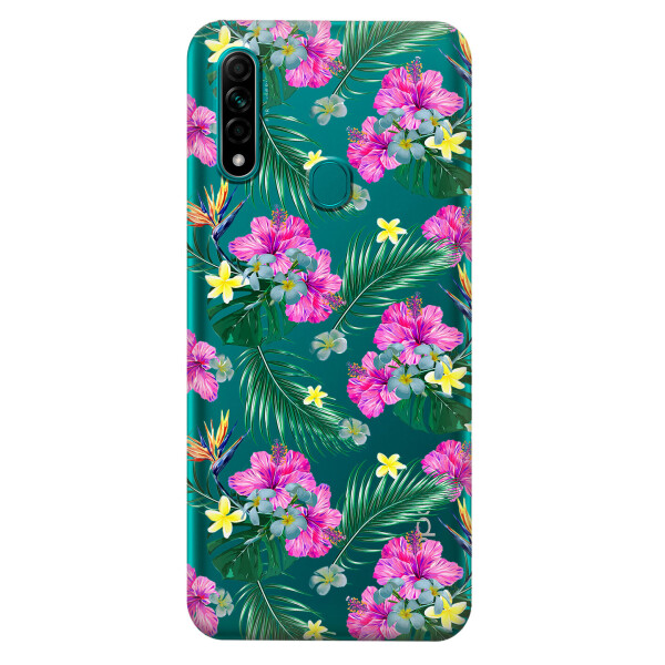 

Прозрачный силиконовый чехол iSwag для OPPO A31 с рисунком - Тропические цветы (KS2979)
