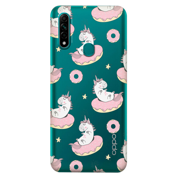 

Прозрачный силиконовый чехол iSwag для OPPO A31 с рисунком - Единороги на пончиках (KS3011)