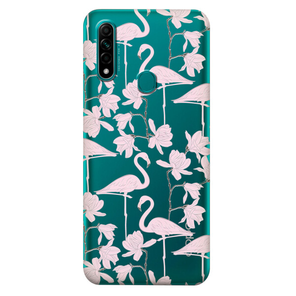 

Прозрачный силиконовый чехол iSwag для OPPO A31 с рисунком - Розовые фламинго (KS3014)
